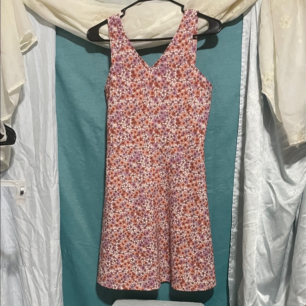 Copper Key Floral Mini Dress - Pink and Orange